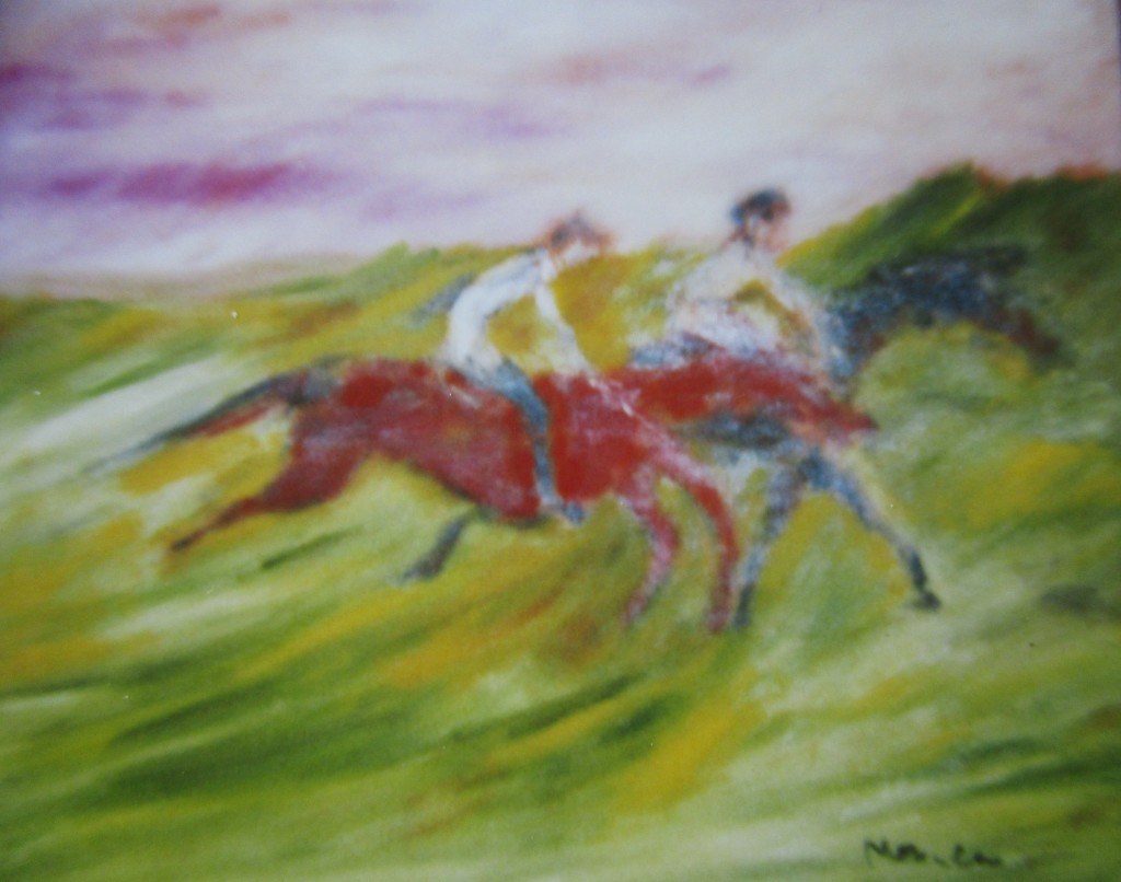 Horse racing-oil on canvas-50x60cm